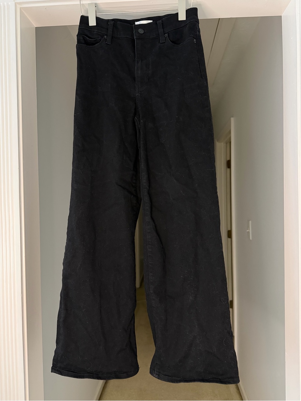Women’s Frame Denim Black Corduroy Wide-Leg Pants